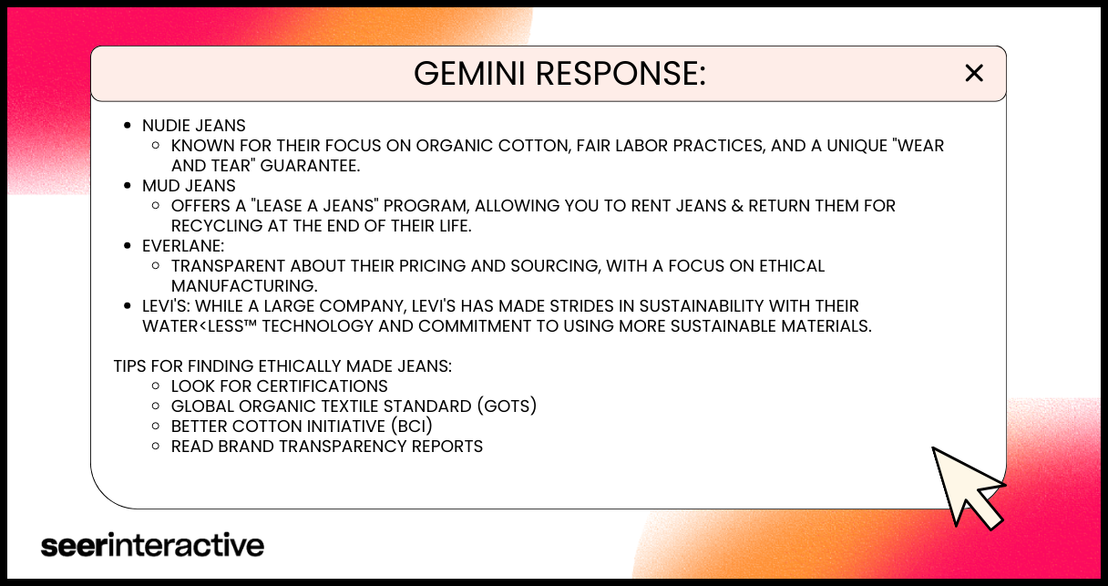 Gemini Prompt - GEO for jeans
